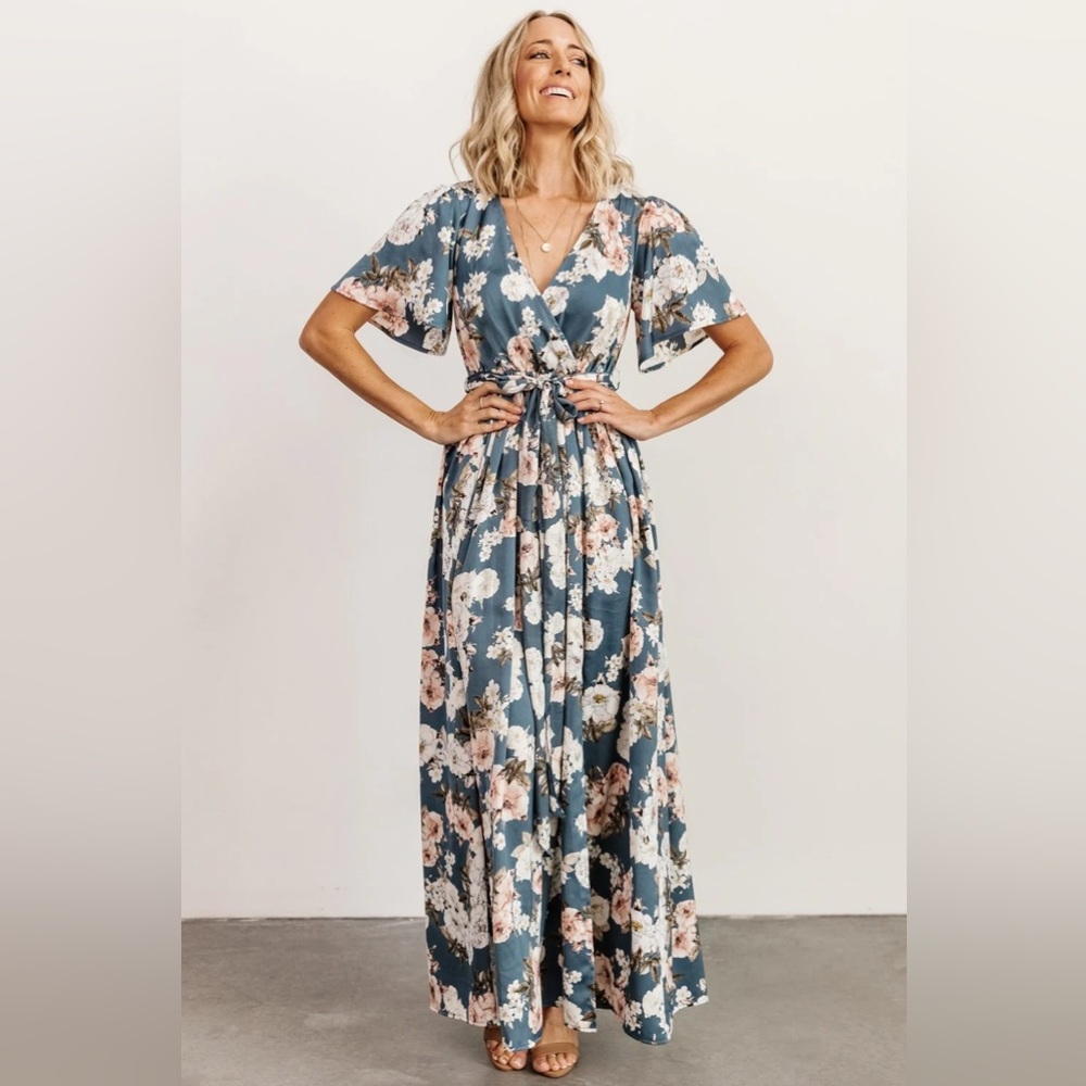 NWT Baltic Born Satin Floral Maxi dress size L